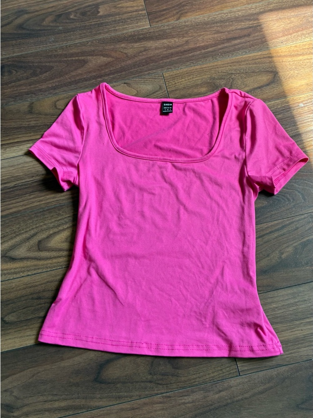 SHEIN Hot Pink Scoop Neck Short Sleeve Tee